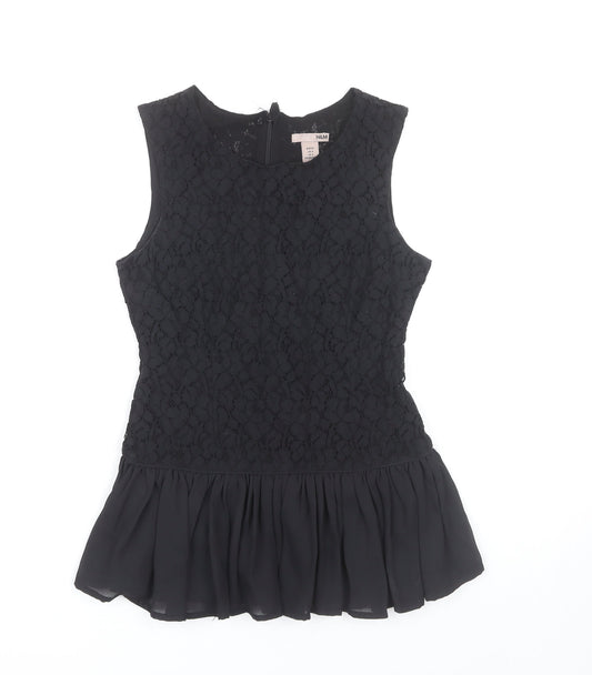 Womens UK Size 6 H&M Black Peplum Blouse