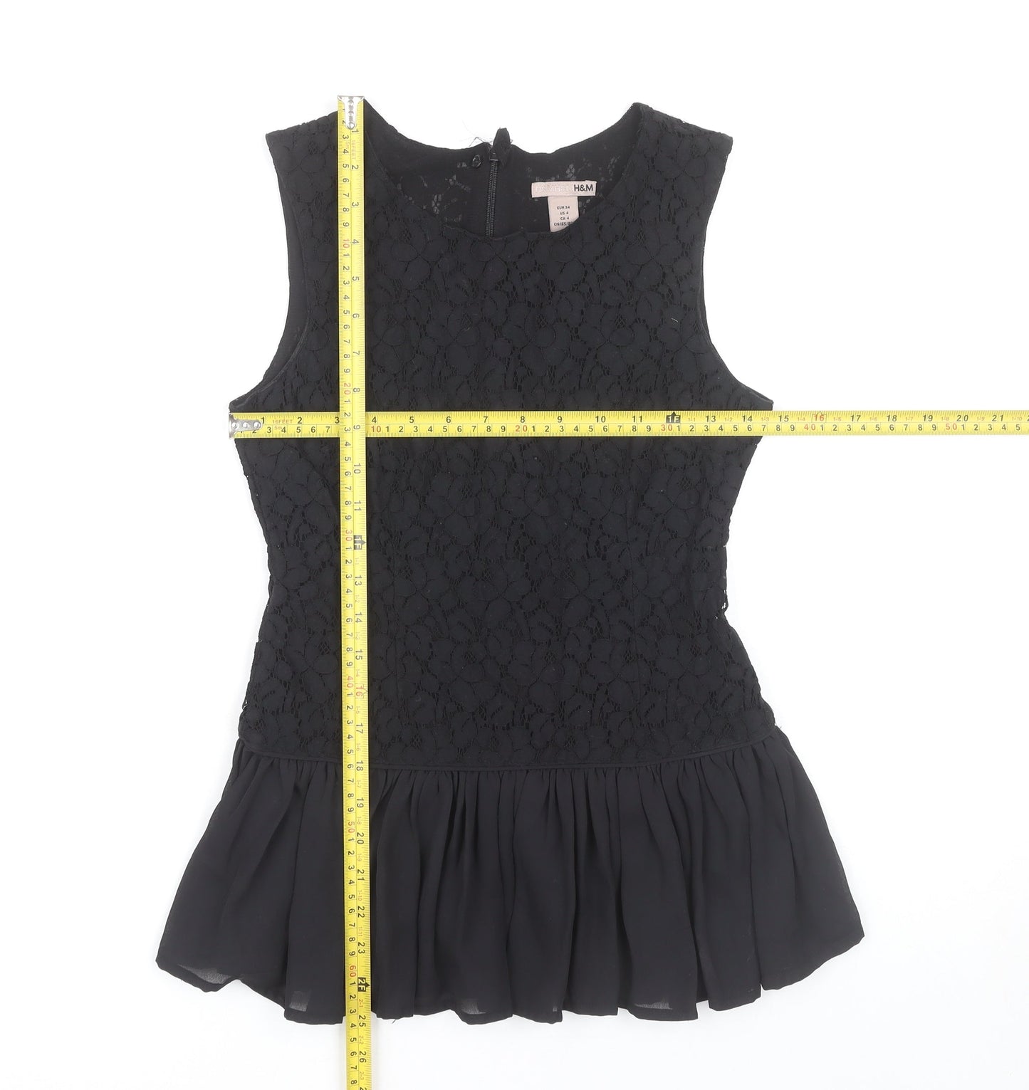 Womens UK Size 6 H&M Black Peplum Blouse