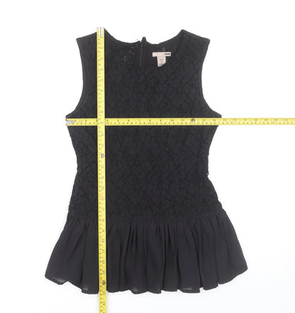 Womens UK Size 6 H&M Black Peplum Blouse