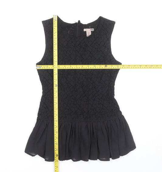 Womens UK Size 6 H&M Black Peplum Blouse