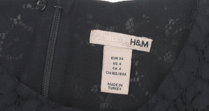 Womens UK Size 6 H&M Black Peplum Blouse