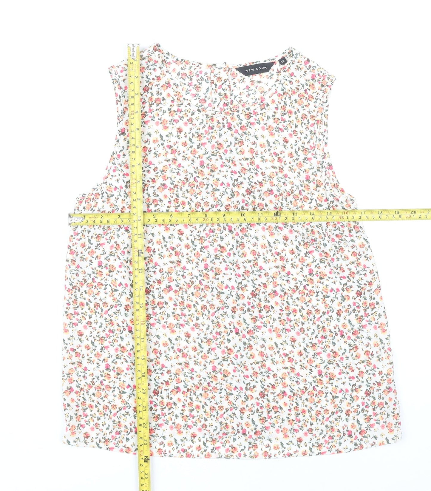 New Look Women’s Multicoloured Floral Blouse UK 10 Sleeveless