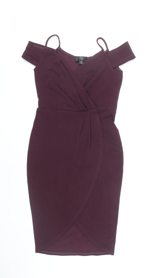 AX Paris Women’s Purple Cold Shoulder Bodycon Dress Size 10 Partywear