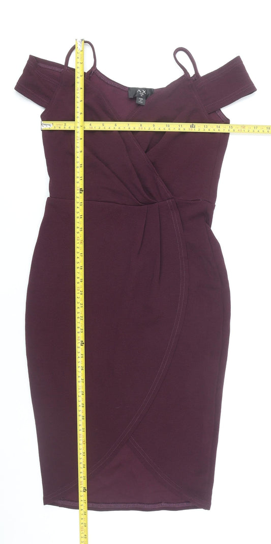AX Paris Women’s Purple Cold Shoulder Bodycon Dress Size 10 Partywear