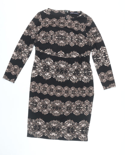 Marks and Spencer Women’s Black Floral Bodycon Dress Size 14