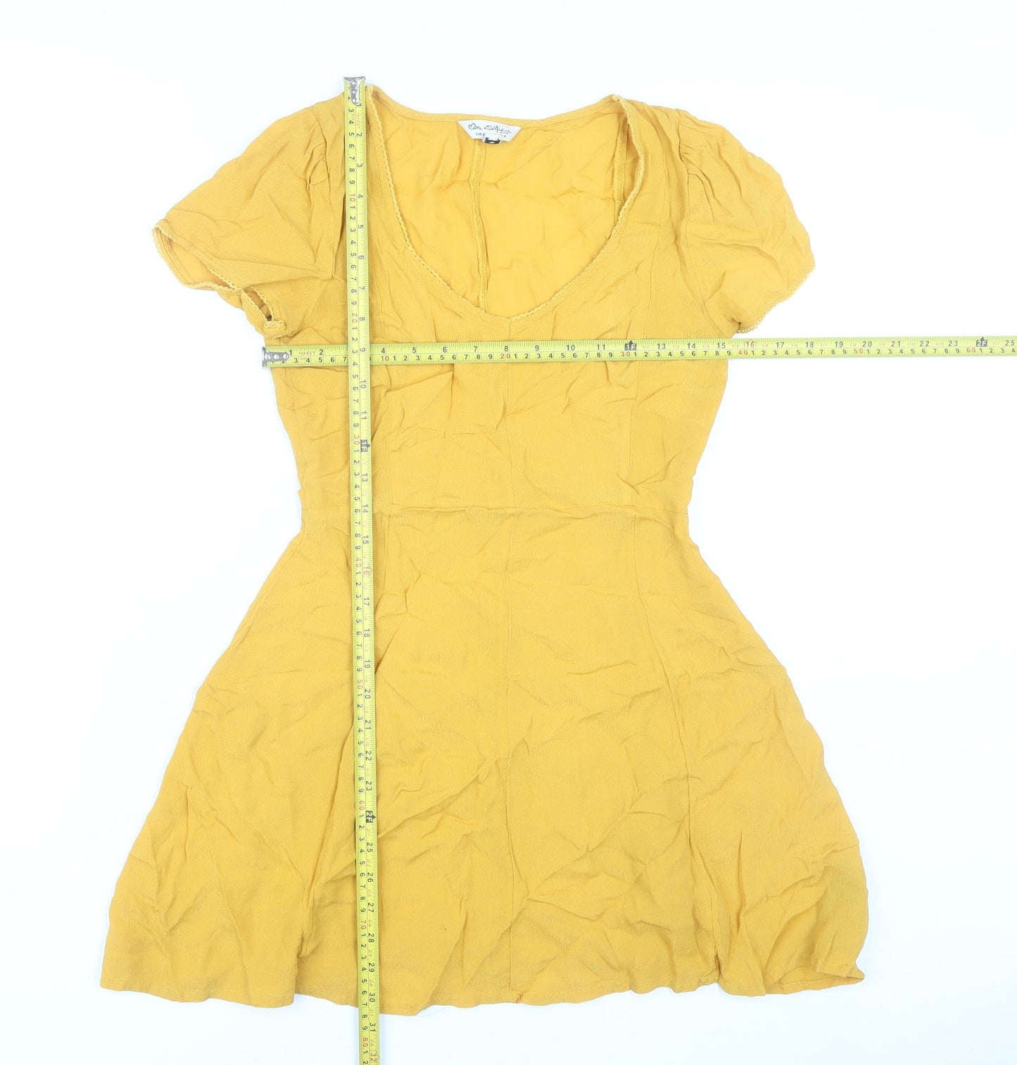 Miss Selfridge Women’s Yellow Fit & Flare Short Dress Size 4 Summer