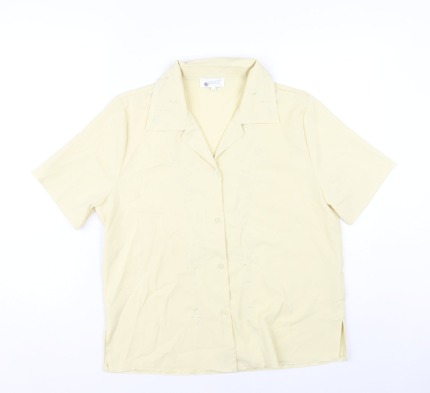Womens UK Size 14 Anamor Beige Basic Button-Up