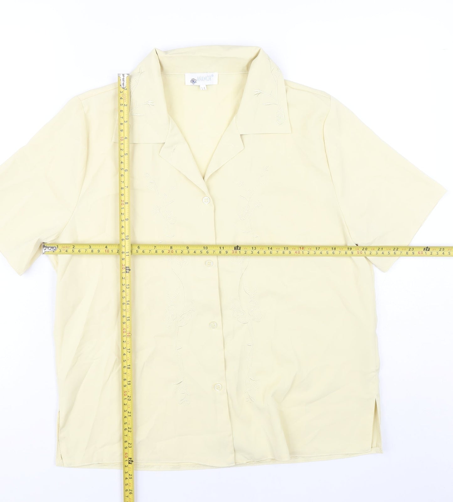 Womens UK Size 14 Anamor Beige Basic Button-Up