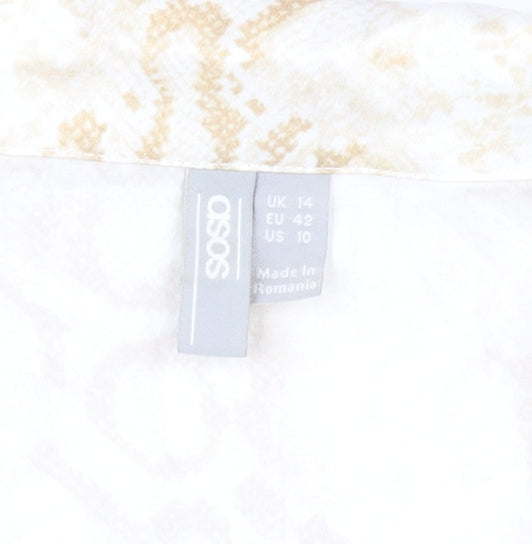 Womens UK Size 14 ASOS Beige Basic Button-Up