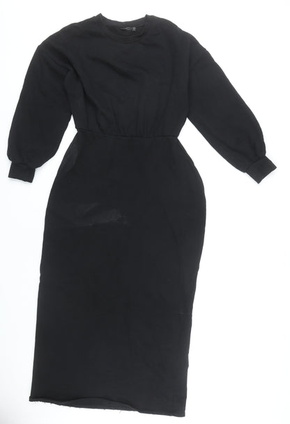 ASOS Design Women’s Black Cotton Midi Bodycon Dress Size 10
