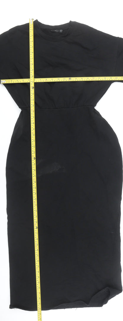 ASOS Design Women’s Black Cotton Midi Bodycon Dress Size 10