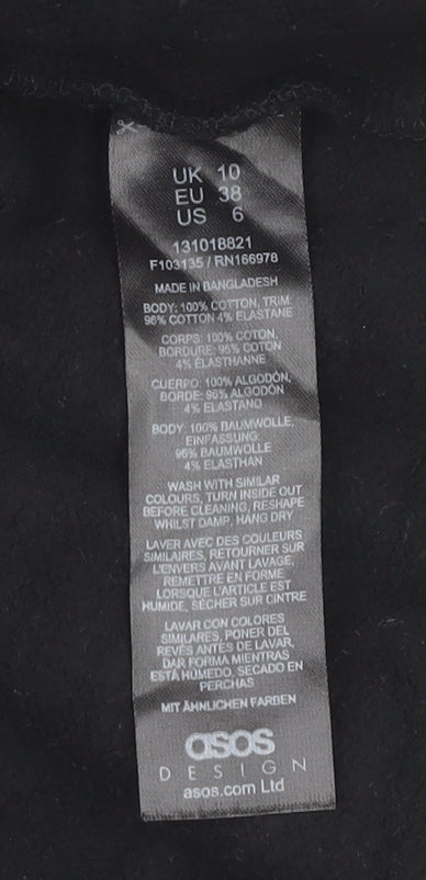 ASOS Design Women’s Black Cotton Midi Bodycon Dress Size 10