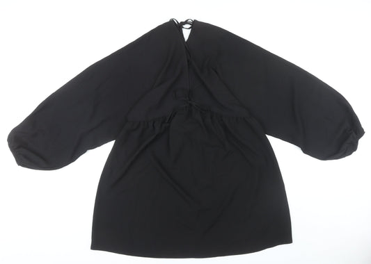 ASOS DESIGN Women’s Black Puff Sleeve Tie Back Dress Size 14