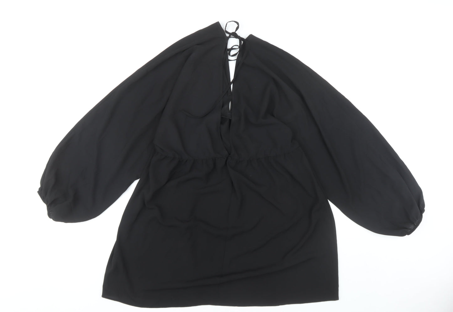 ASOS DESIGN Women’s Black Puff Sleeve Tie Back Dress Size 14