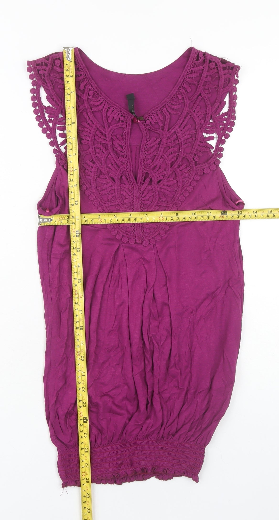 E-vie Womens Pink Crochet Trim Sleeveless Camisole Top Size 10-12