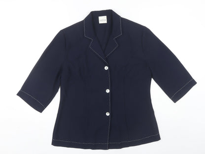 Eastex Women's Navy Blue Size 10 Button-Up 3/4 Sleeve Top