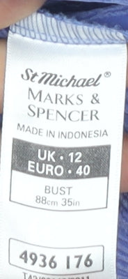 Womens UK Size 12 Marks and Spencer Blue Basic Button-Up