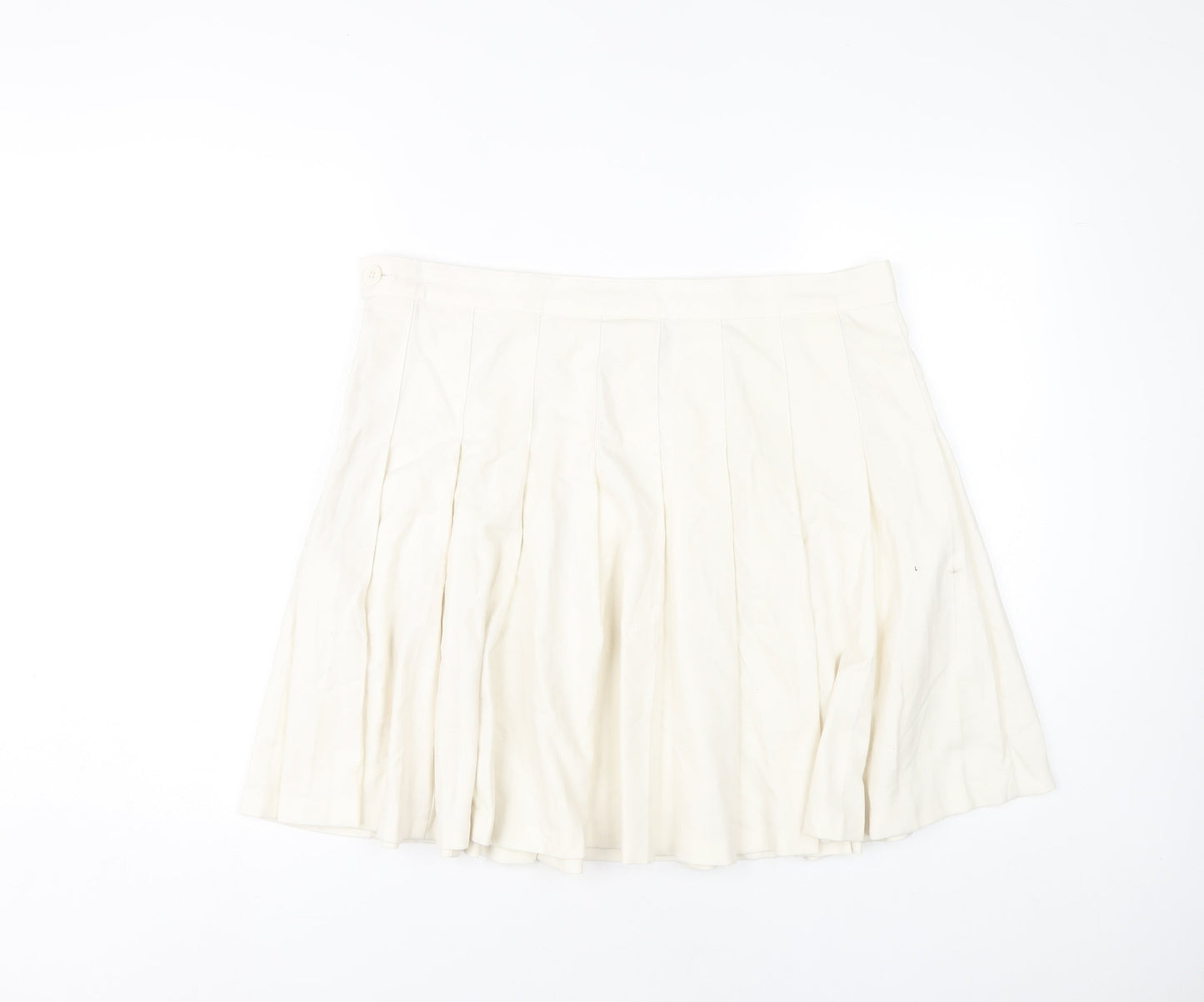 Monki Women Ivory Knee Length Pleated Skirt Size 18 Cotton Lined
