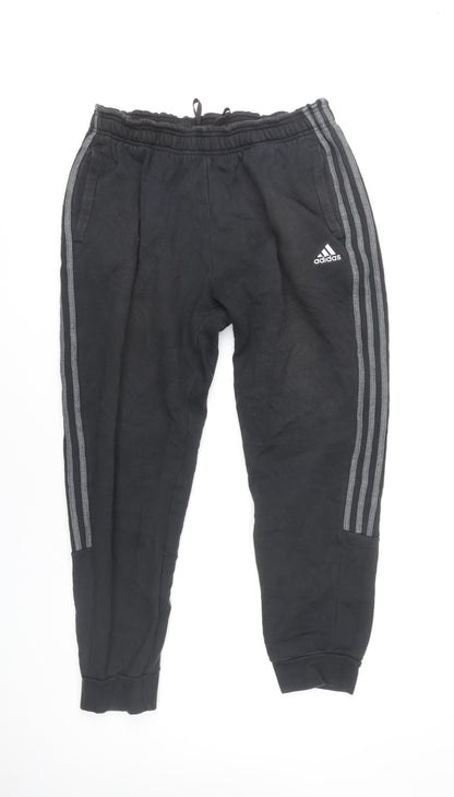 Adidas Men’s Black Jogger Trousers L Cotton Blend Tapered Sportswear