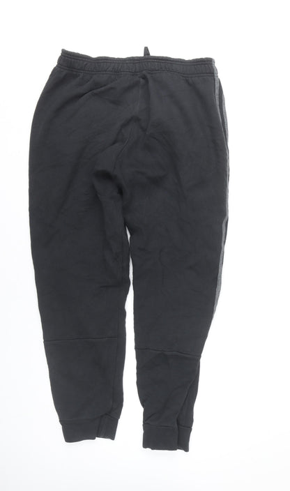 Adidas Men’s Black Jogger Trousers L Cotton Blend Tapered Sportswear
