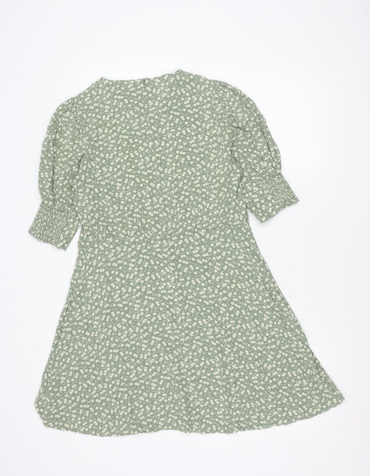 Next Women's Green Floral Knee Length A-Line Dress Size 12