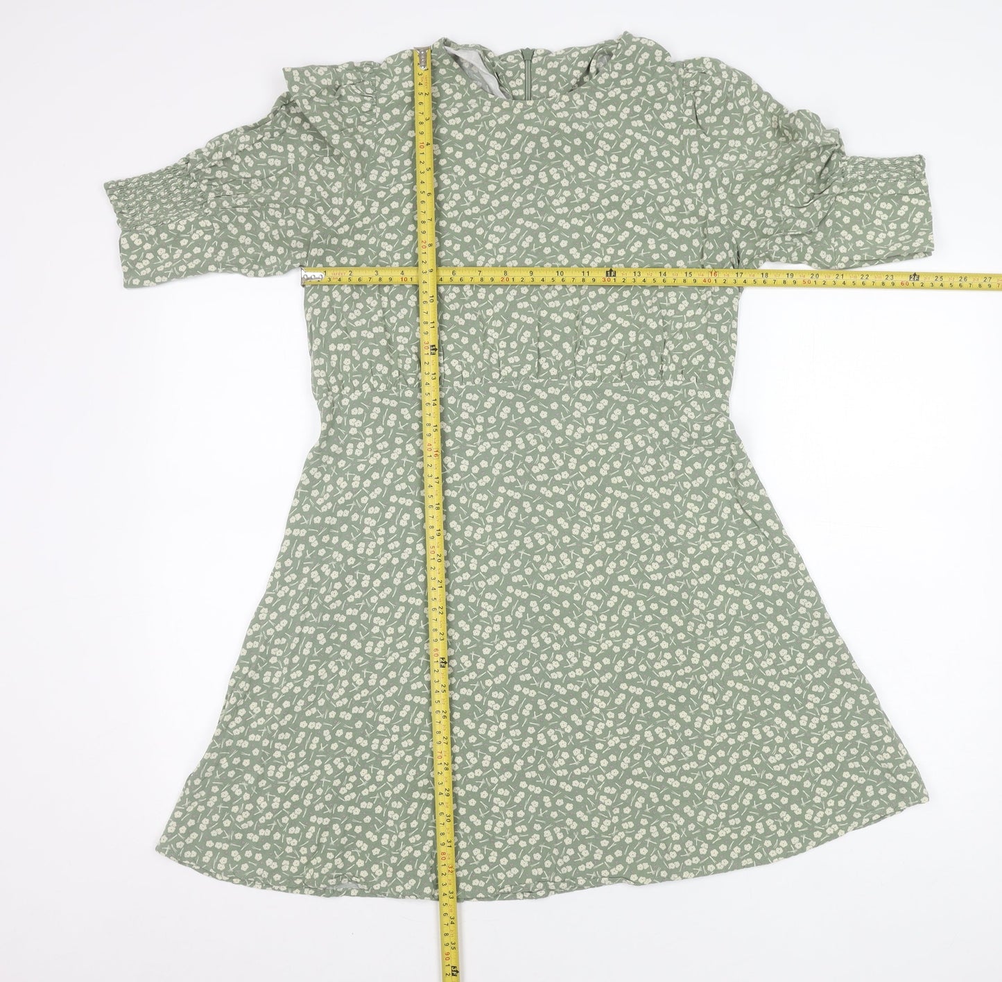 Next Women's Green Floral Knee Length A-Line Dress Size 12