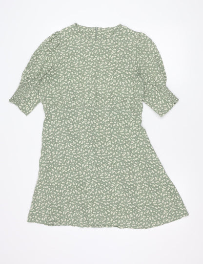Next Women's Green Floral Knee Length A-Line Dress Size 12