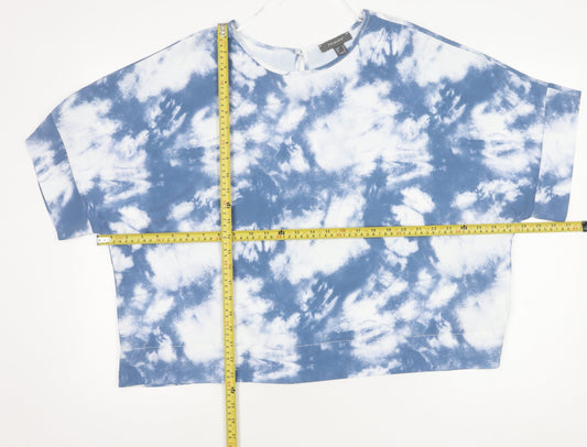 Primark Women’s Blue Tie-Dye Cropped T-Shirt Size 18 Summer Casual