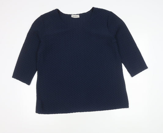 Bassini Women’s Blue Plus Size 22 Scoop Neck 3/4 Sleeve Pullover Jumper