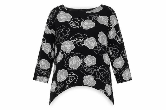 Womens UK Size 18 Saloos Black Tunic Blouse