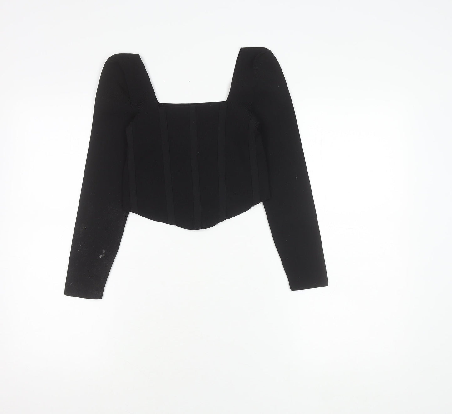 New Look Women’s Black Petite Cropped Blouse UK 10 Slim Fit Party Top