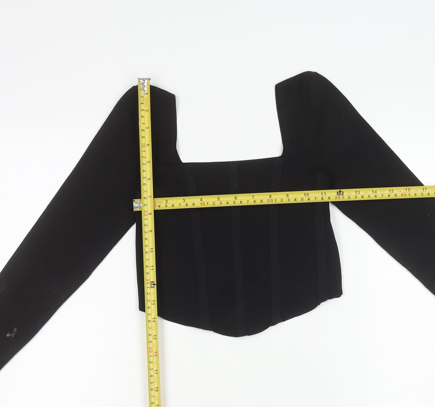 New Look Women’s Black Petite Cropped Blouse UK 10 Slim Fit Party Top