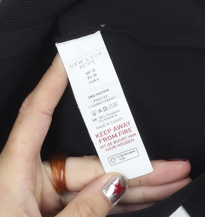 New Look Women’s Black Petite Cropped Blouse UK 10 Slim Fit Party Top