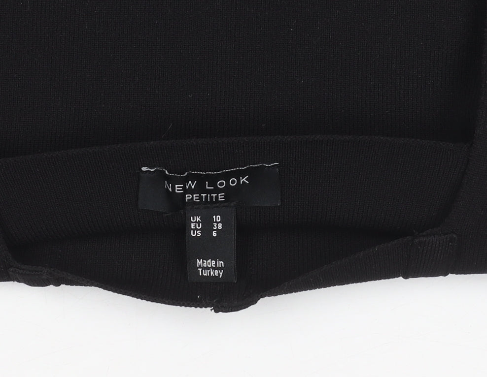 New Look Women’s Black Petite Cropped Blouse UK 10 Slim Fit Party Top