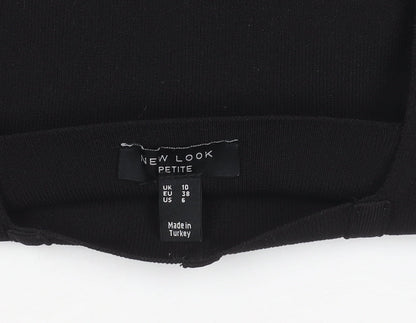 New Look Women’s Black Petite Cropped Blouse UK 10 Slim Fit Party Top
