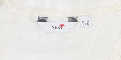 Womens UK Size 14 NEXT Ivory Cropped Blouse
