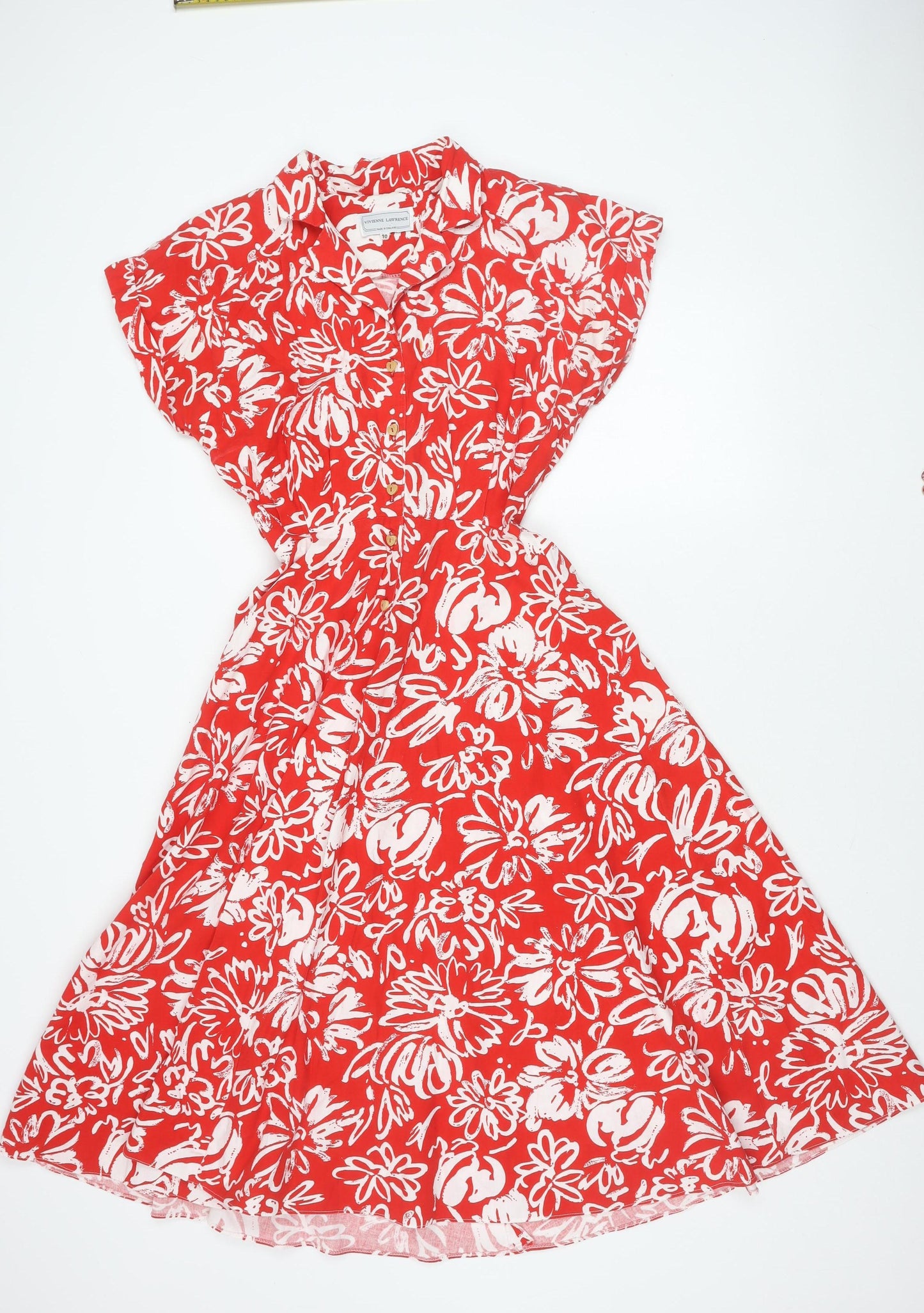 Vivienne Lawrence Women's Red Floral Strapless A-Line Dress Size 10
