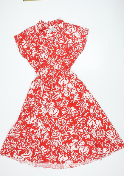 Vivienne Lawrence Women's Red Floral Strapless A-Line Dress Size 10