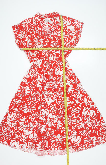 Vivienne Lawrence Women's Red Floral Strapless A-Line Dress Size 10