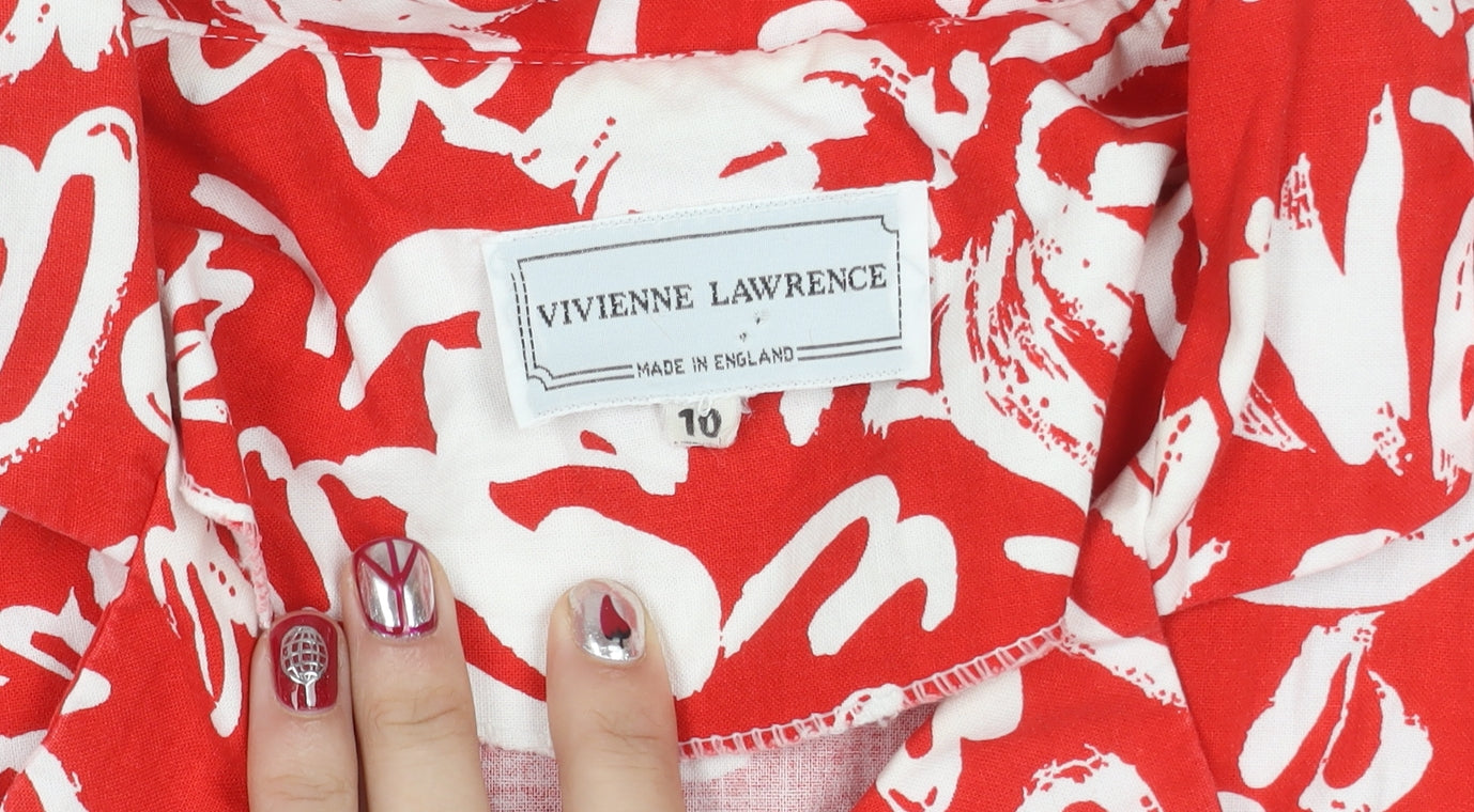 Vivienne Lawrence Women's Red Floral Strapless A-Line Dress Size 10