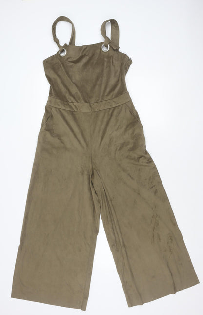 Mango Women’s Brown Wide-Leg Sleeveless Jumpsuit Size 12 Summer Casual
