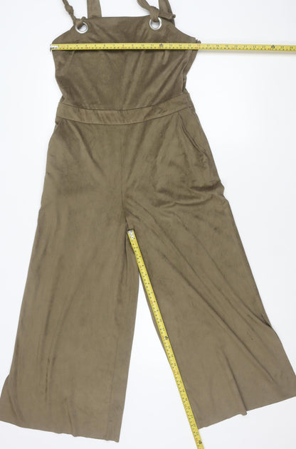 Mango Women’s Brown Wide-Leg Sleeveless Jumpsuit Size 12 Summer Casual