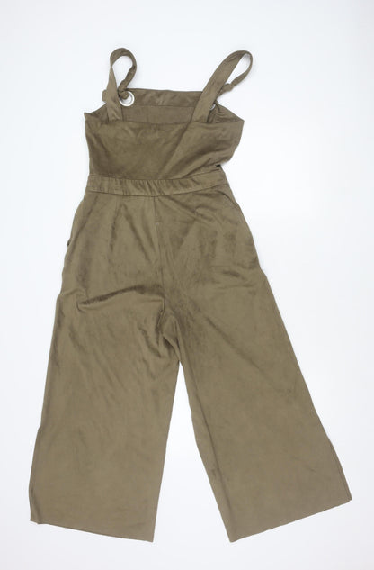 Mango Women’s Brown Wide-Leg Sleeveless Jumpsuit Size 12 Summer Casual