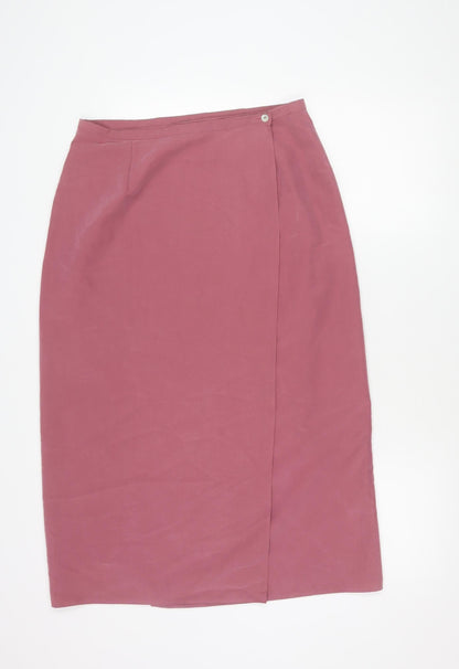 Amaranto Women’s Pink Midi Wrap Skirt Size 16 High Rise