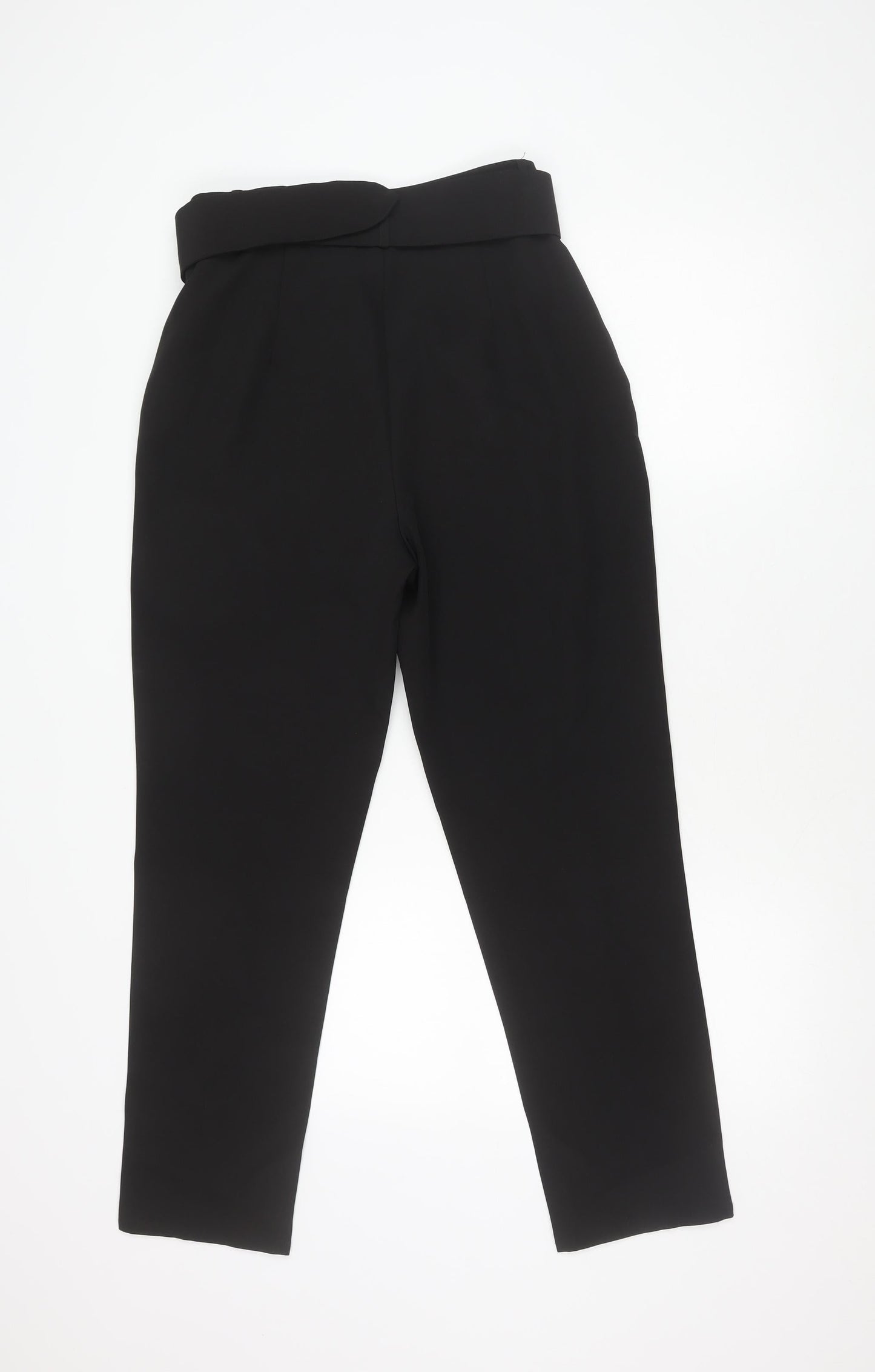 Missguided Women’s Black Size 8 High Rise Tapered Belted Crepe Trousers