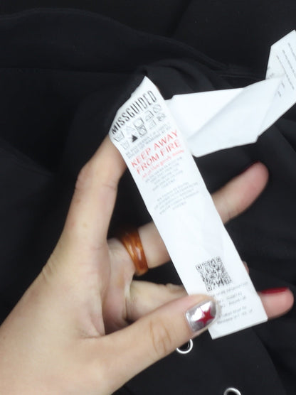 Missguided Women’s Black Size 8 High Rise Tapered Belted Crepe Trousers