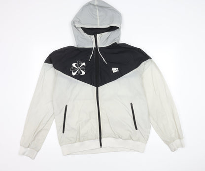 Nike Womens Black/Grey L Hooded Windbreaker Jacket