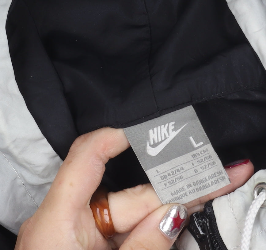 Nike Womens Black/Grey L Hooded Windbreaker Jacket