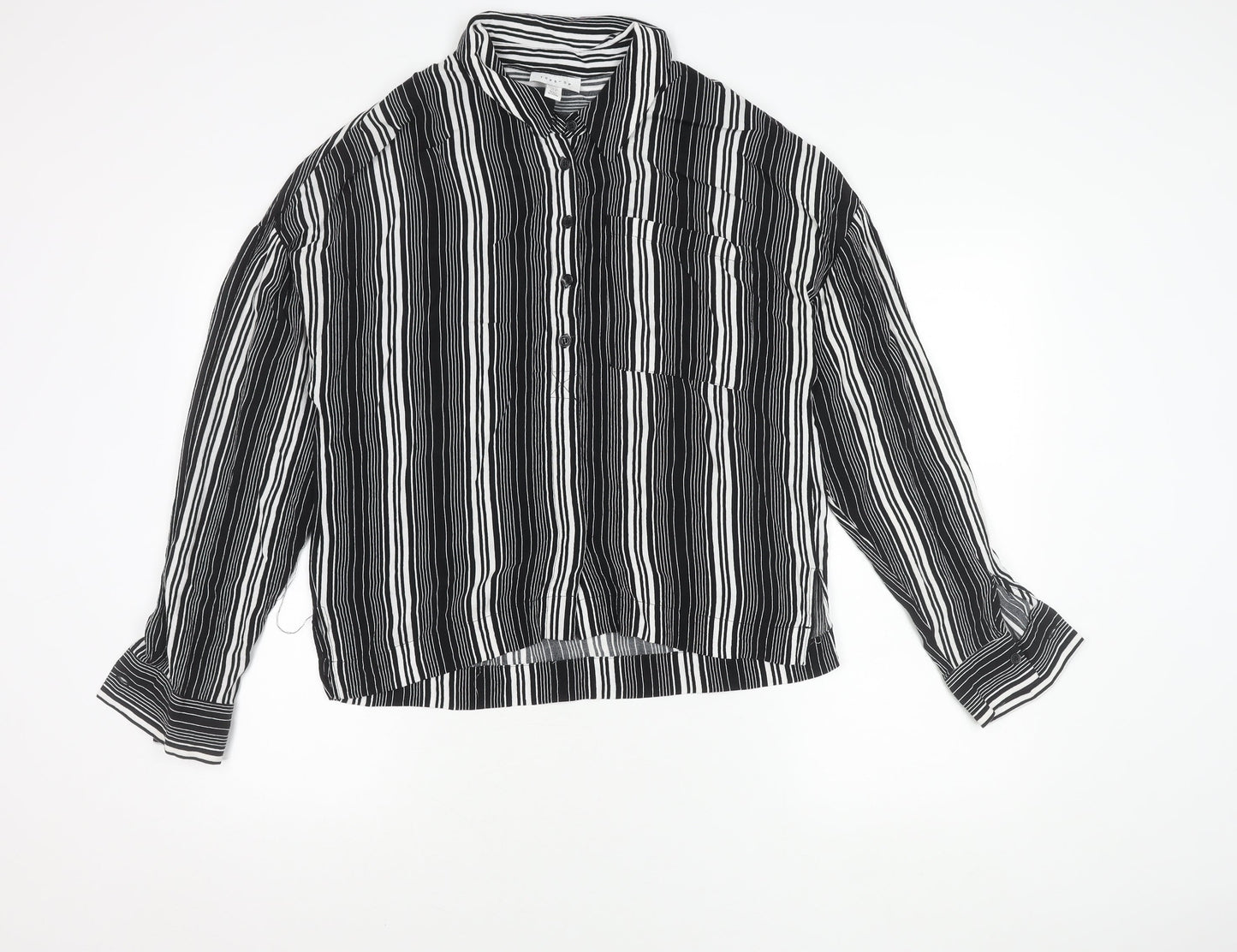 Womens UK Size 12 Topshop Black Basic Button-Up