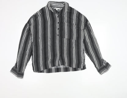 Womens UK Size 12 Topshop Black Basic Button-Up